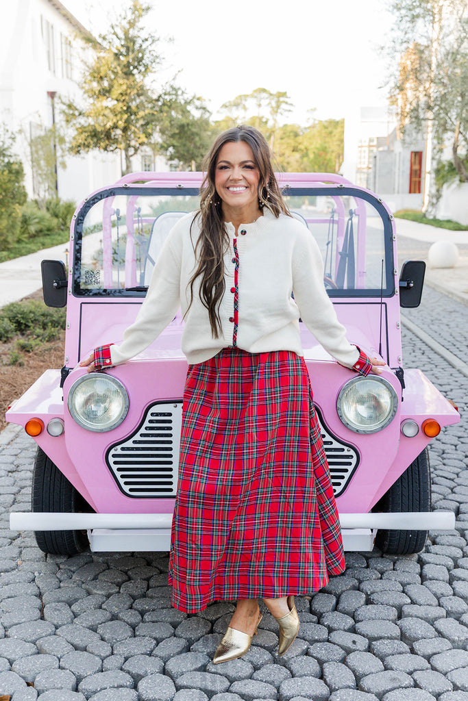 Yuletide Trim Sweater- Cream