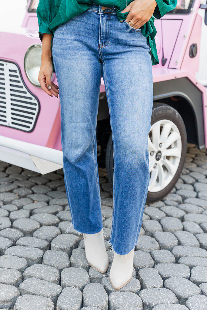 Tummy Control Mid Rise Crop Straight Clean Cut Hem- Risen