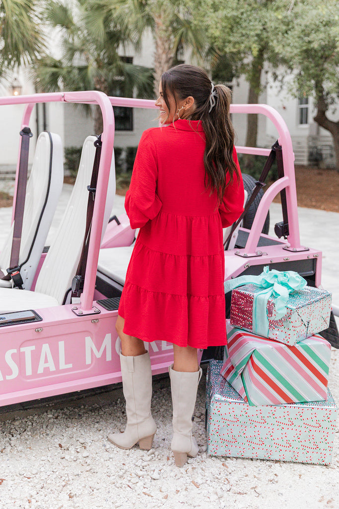 Mistletoe Moment Dress- Red