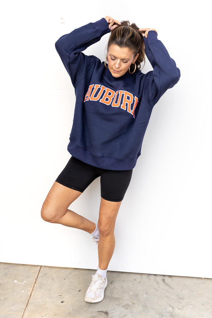 Embroidered Auburn Mock Neck