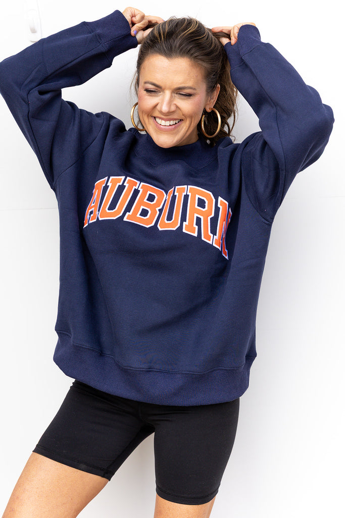 Embroidered Auburn Mock Neck