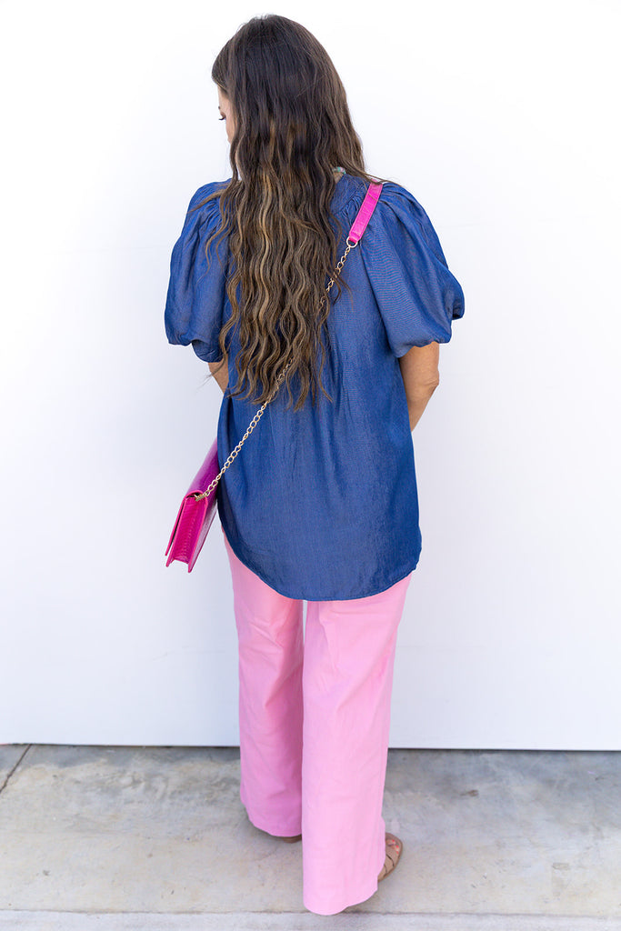 I Walk The Line Top - Indigo