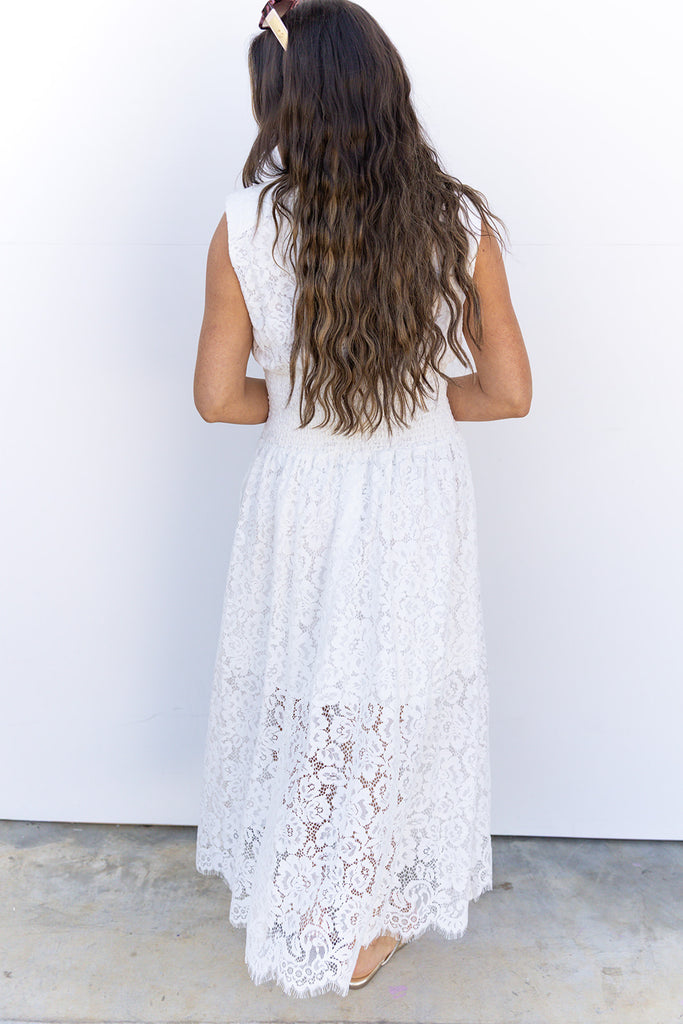Moto Lace Dress - Cream