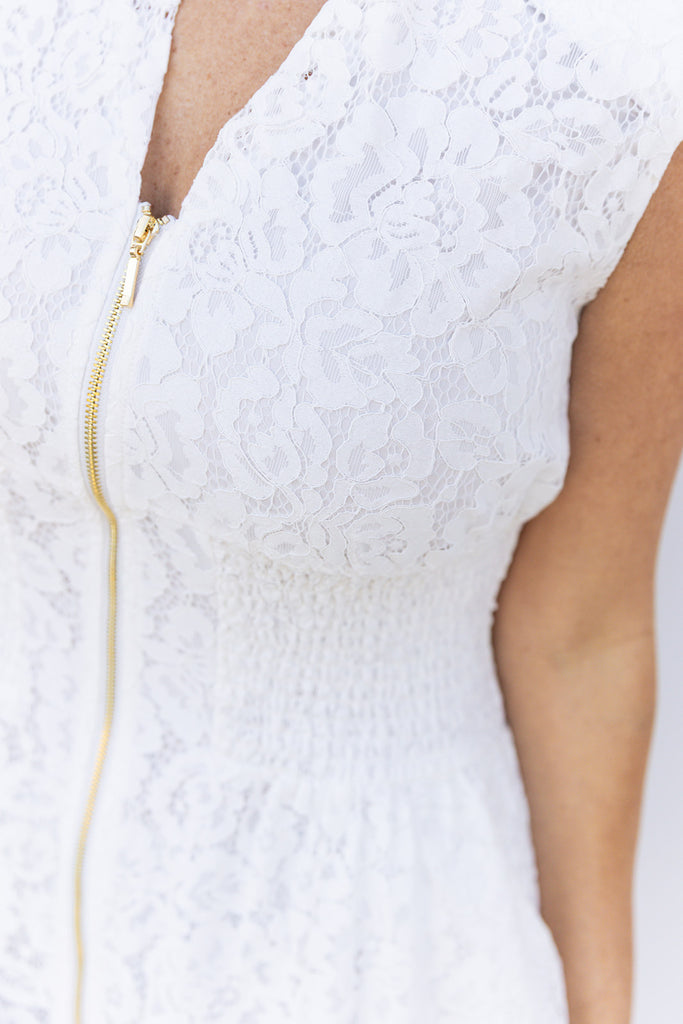 Moto Lace Dress - Cream