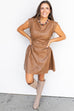 Luxe Leather Mini Dress- Camel
