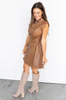 Luxe Leather Mini Dress- Camel