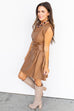 Luxe Leather Mini Dress- Camel