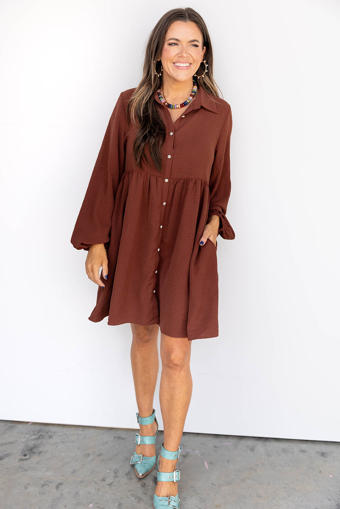 Mistletoe Moment Dress- Brown