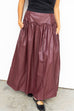 Faux Leather Maxi Skirt – Wine Burgundy
