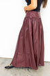 Faux Leather Maxi Skirt – Wine Burgundy