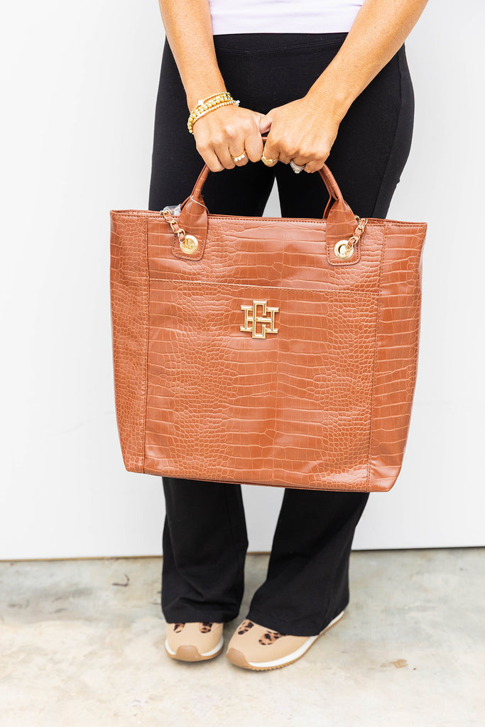 Caroline Hill Kinzley Tote - Saddle EC