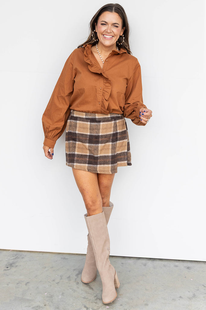 Totally Frilly Blouse - Toffee