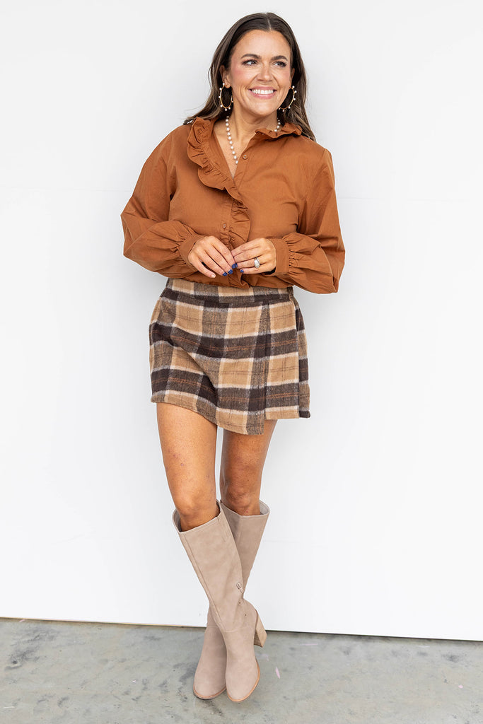 Totally Frilly Blouse - Toffee