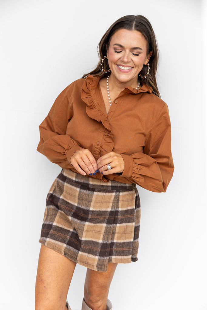 Totally Frilly Blouse - Toffee