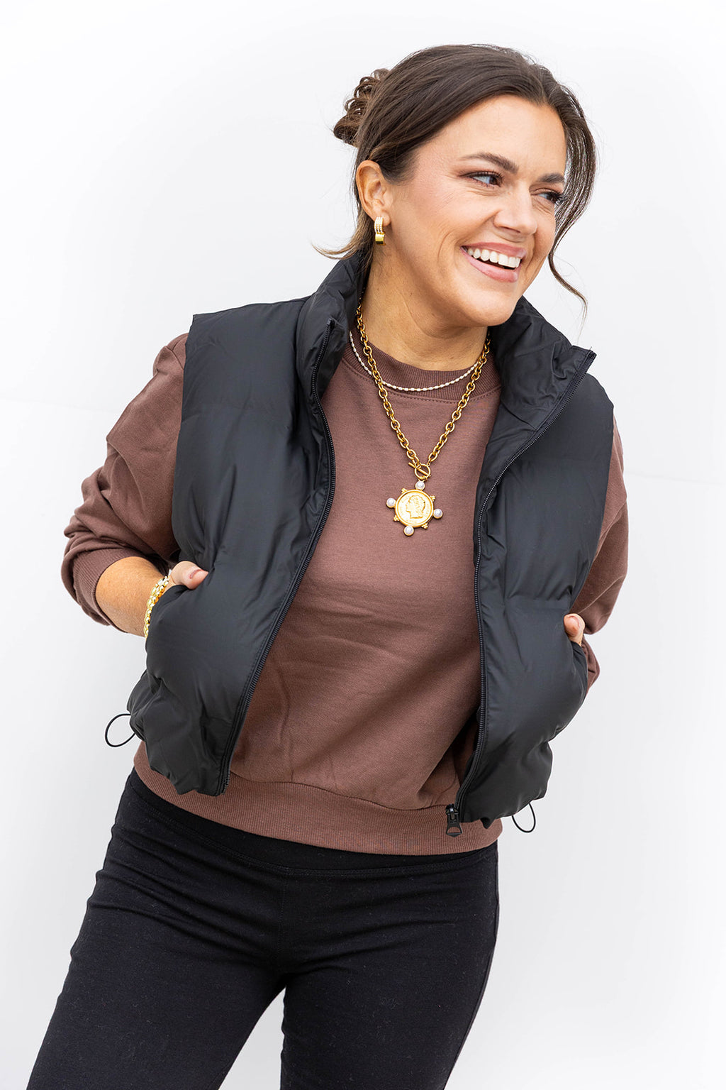 Quick and Snappy Puffer Vest - Black