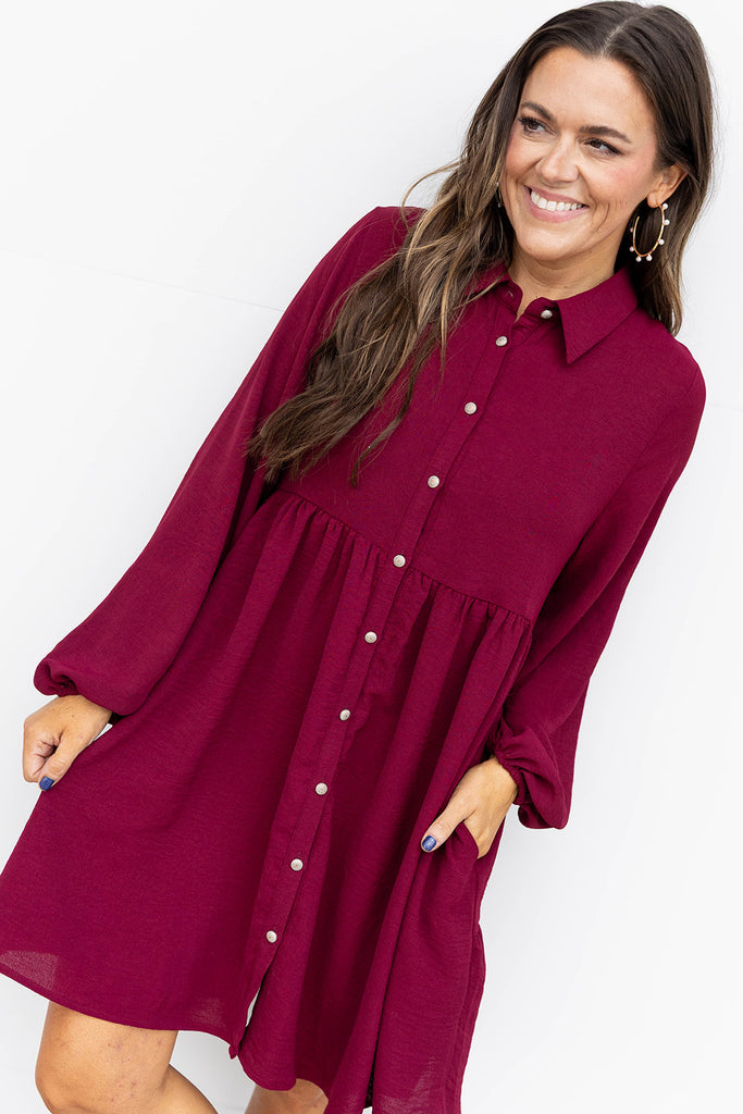 Mistletoe Moment Dress- Maroon