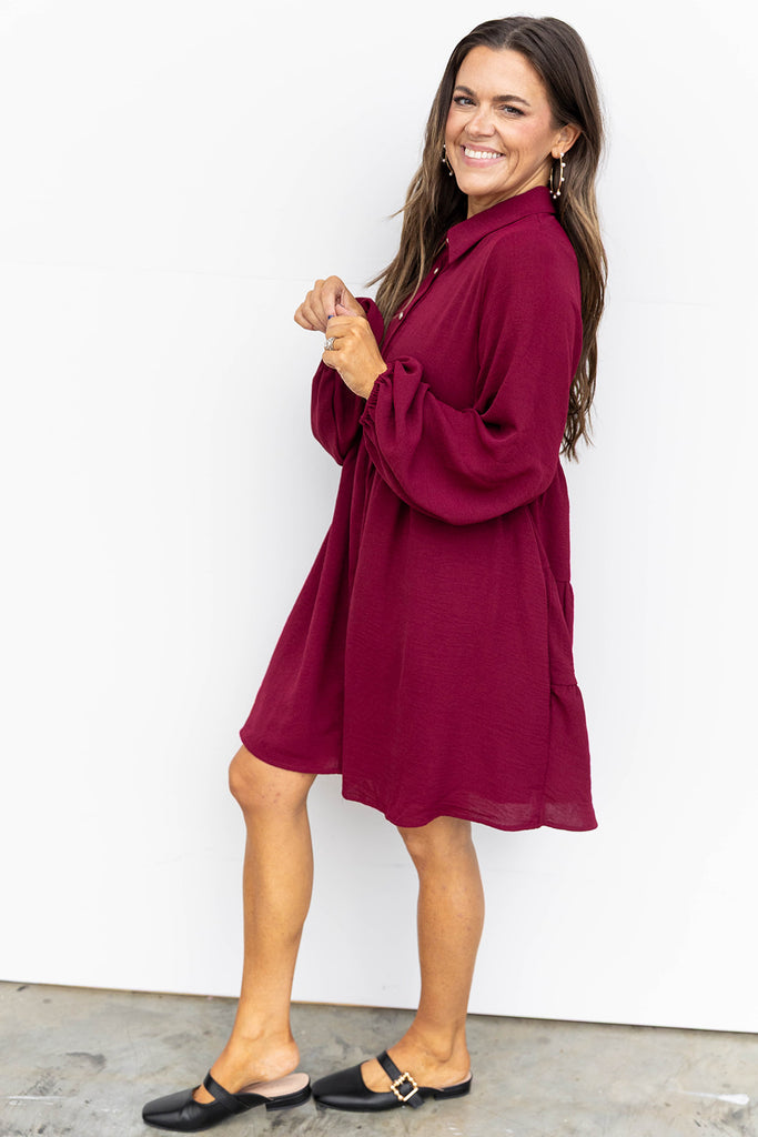 Mistletoe Moment Dress- Maroon