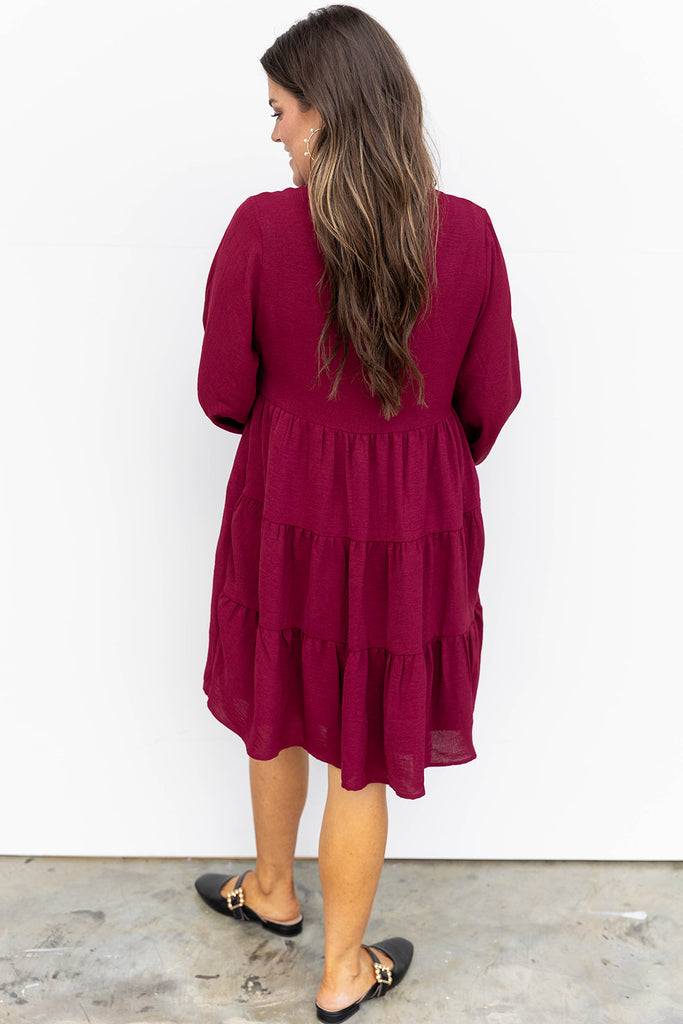 Mistletoe Moment Dress- Maroon