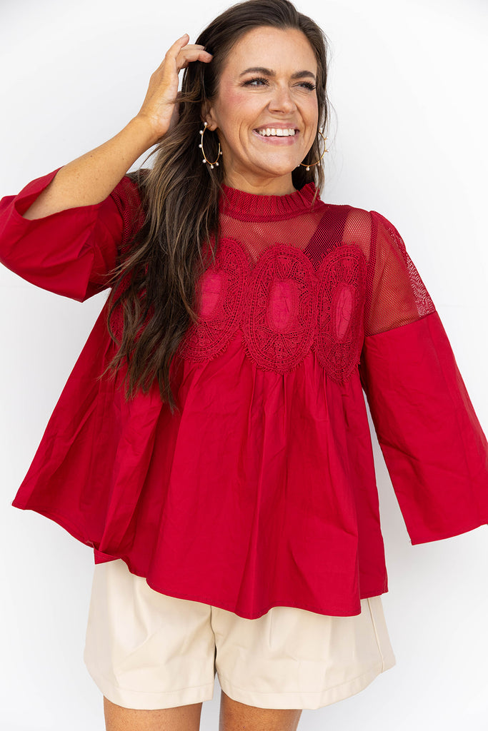Up Town Chic Blouse- Burgundy