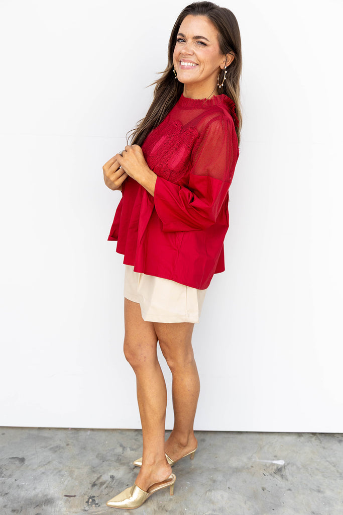 Up Town Chic Blouse- Burgundy