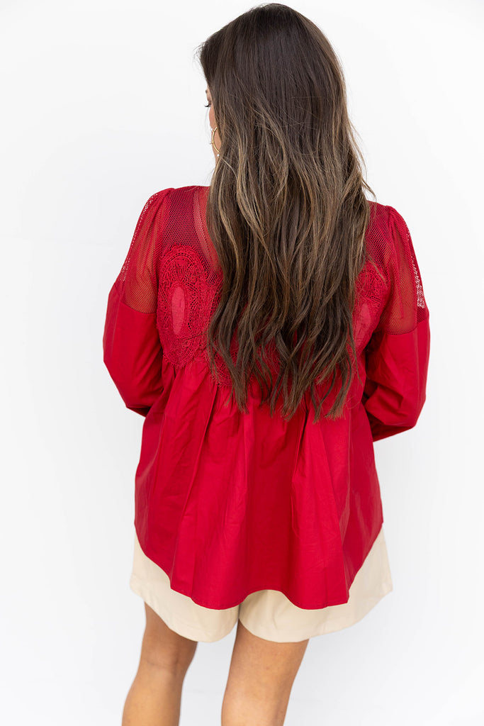 Up Town Chic Blouse- Burgundy