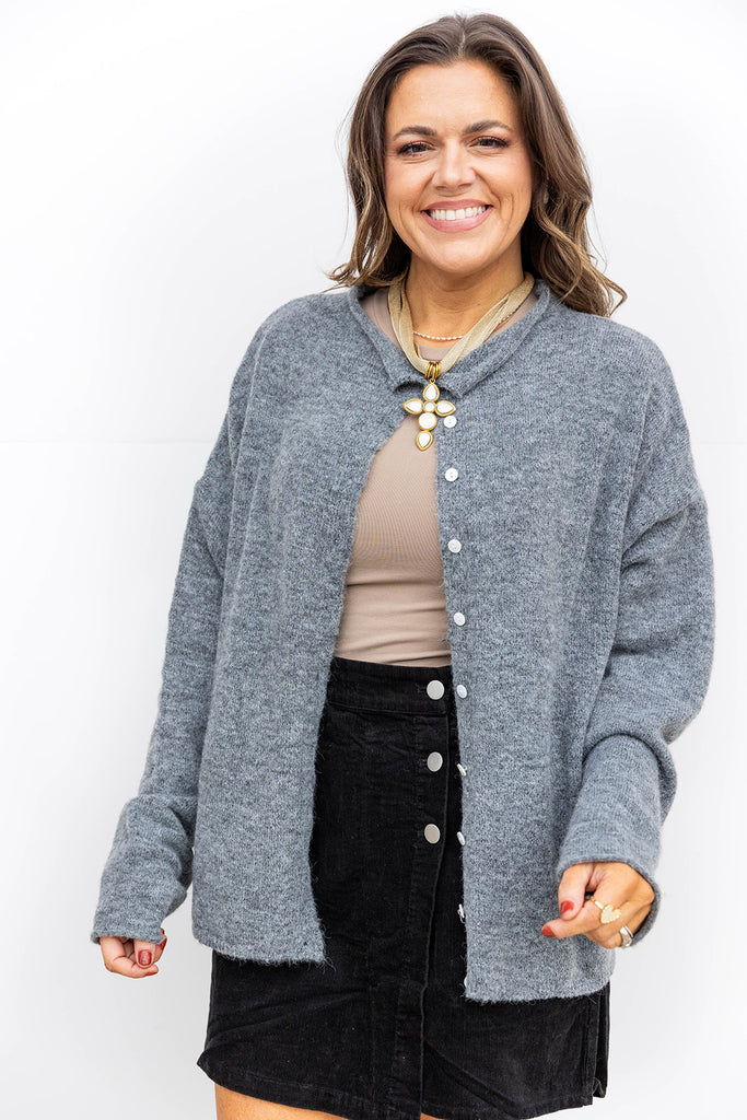 Evergreen Lux Knit Cardigan - Charcoal