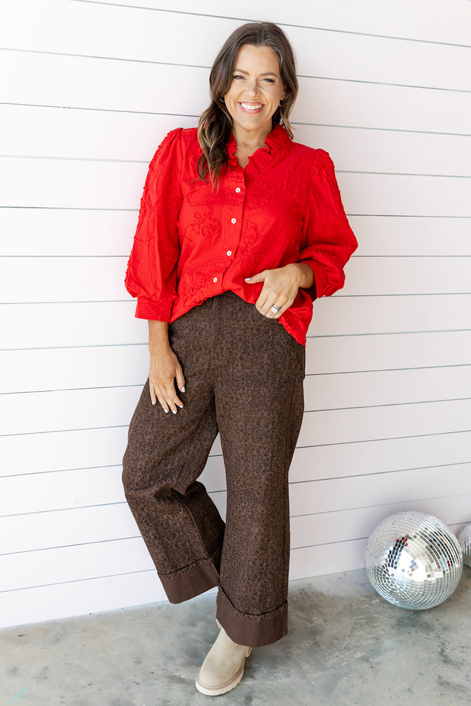 Poppy Petals Blouse - Red