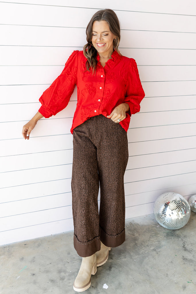 Poppy Petals Blouse - Red