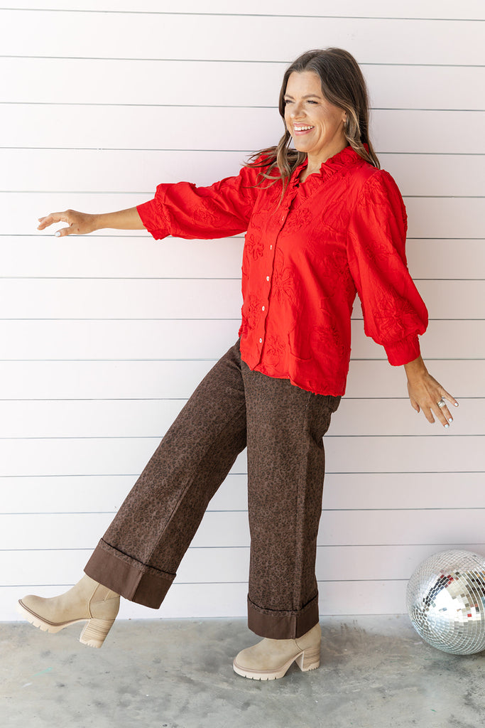 Poppy Petals Blouse - Red