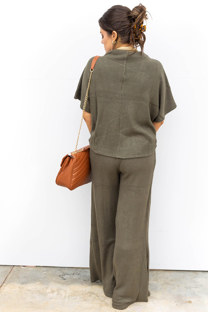 On The Go Mock Neck Set - Dark Olive