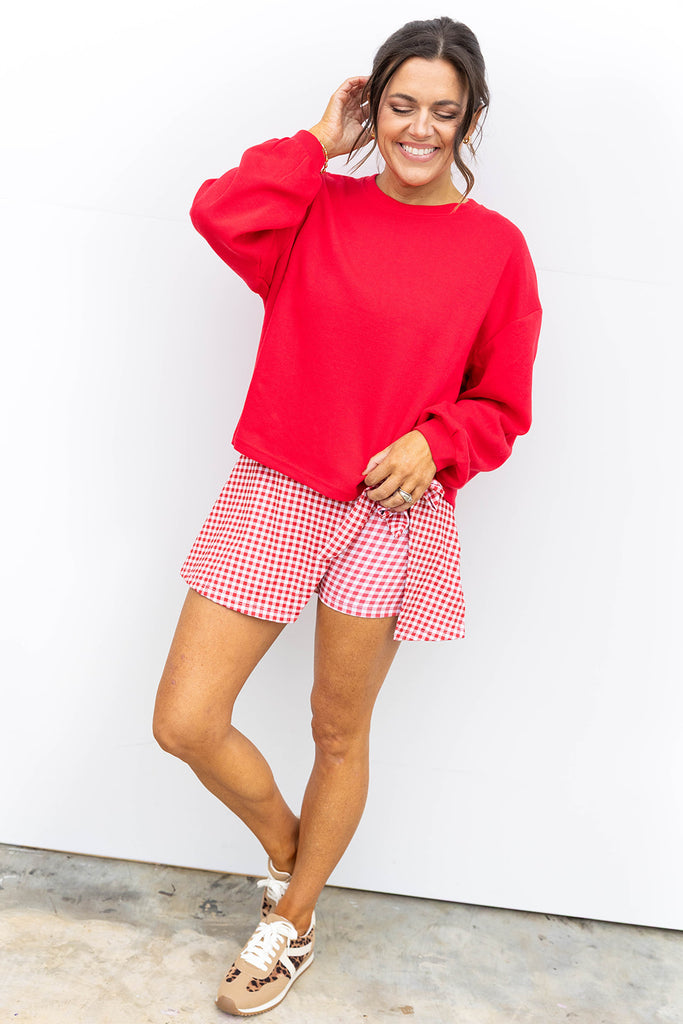 Gone for Gingham Wrap Dress - Red