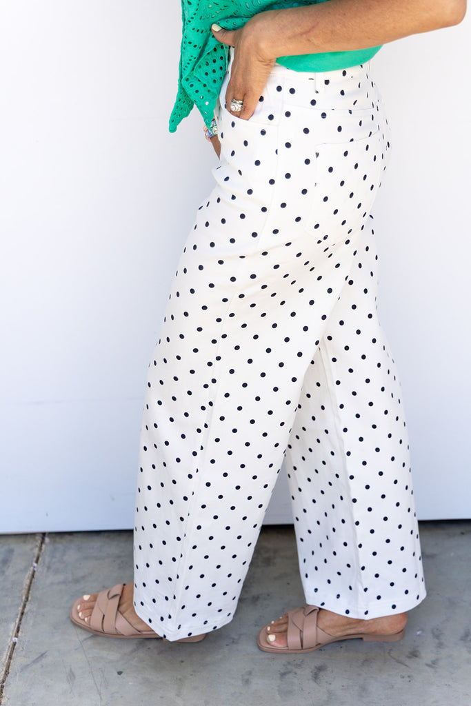 Pretty In Polka Dot Pants -White
