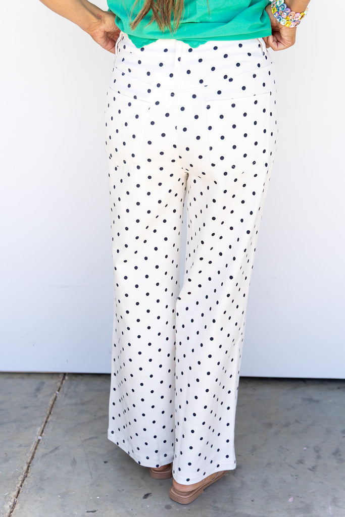 Pretty In Polka Dot Pants -White