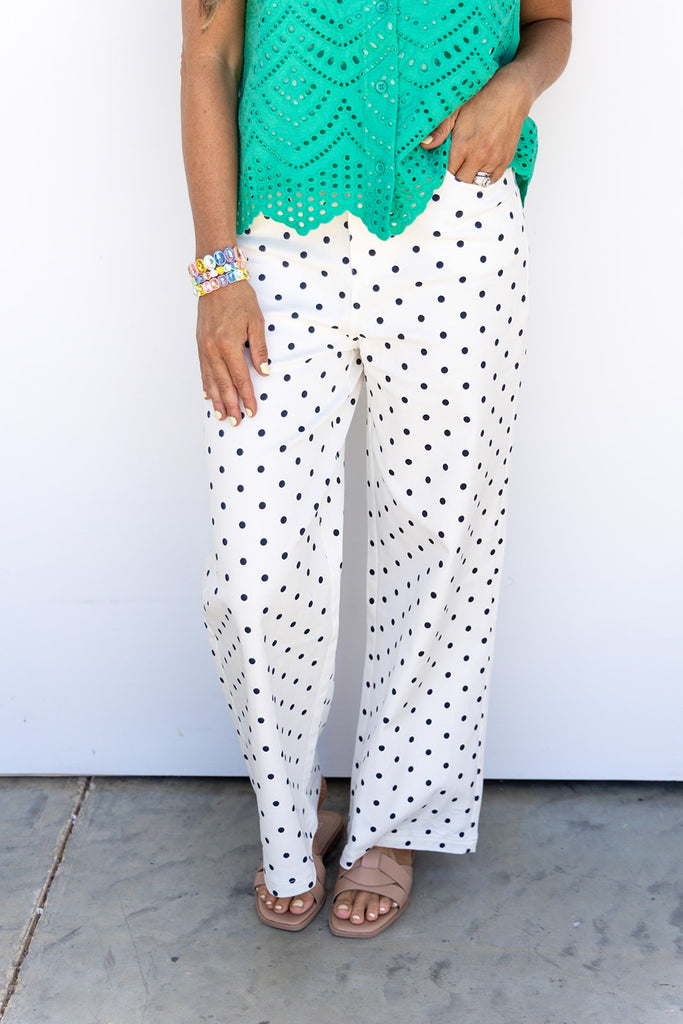 Pretty In Polka Dot Pants -White