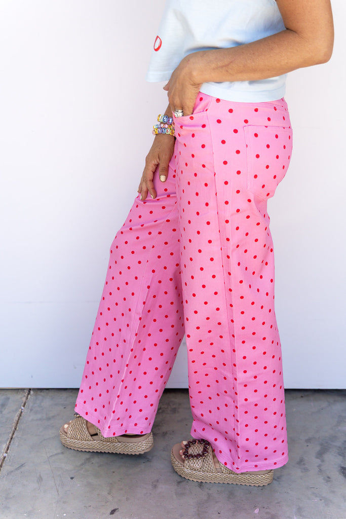 Pretty In Polka Dot Pants -Pink