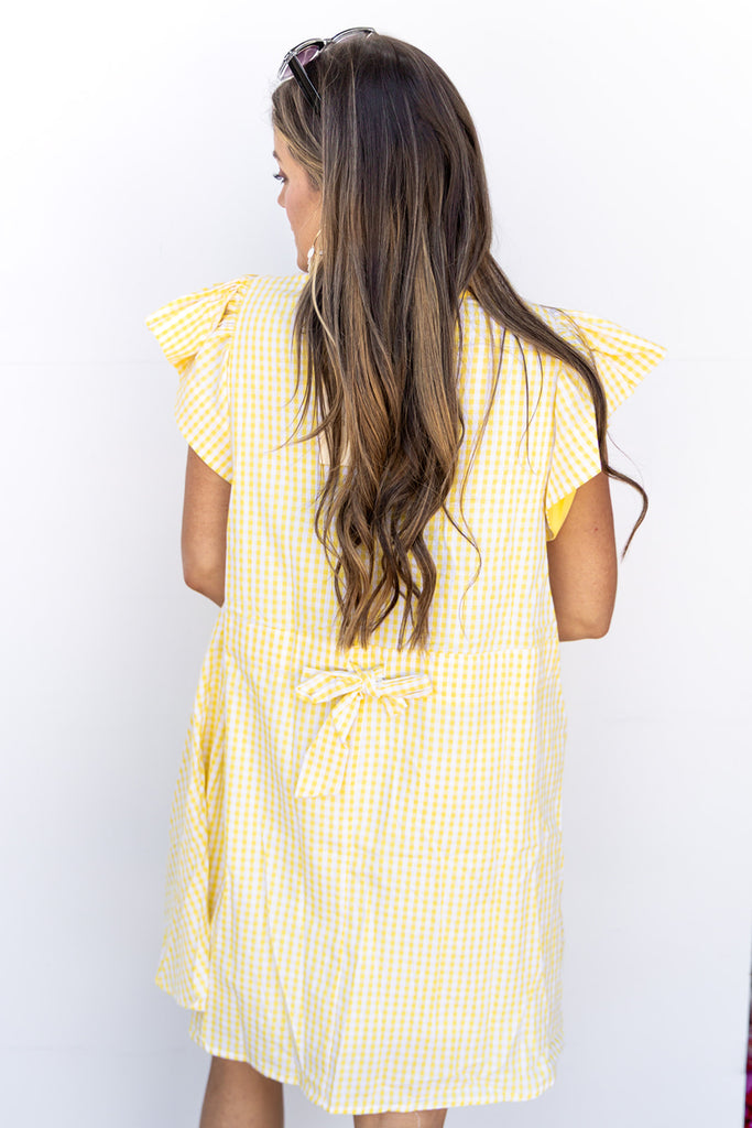 Lemon Drop Gingham Dress - Yellow