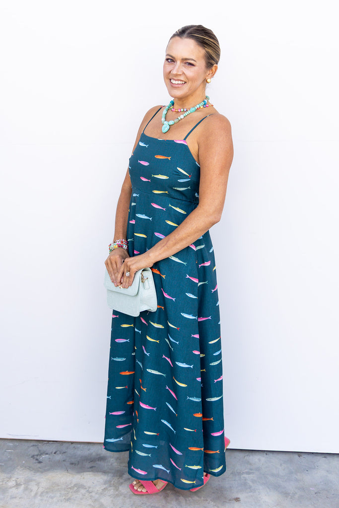 Gulf Coast Midi Dress - DK Teal Multi