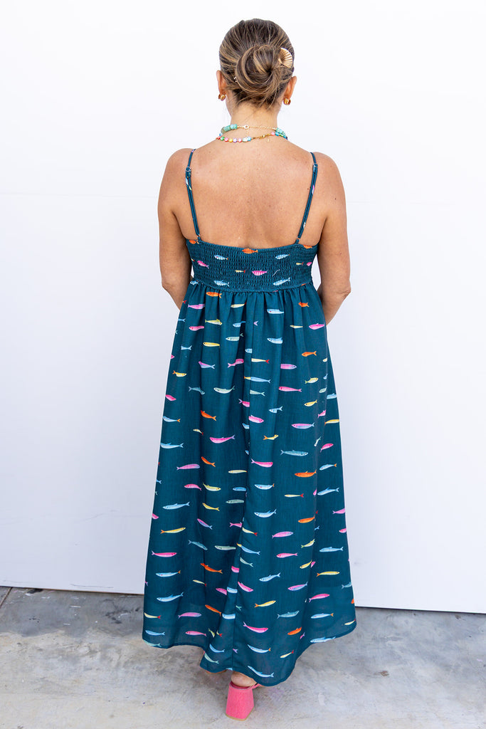 Gulf Coast Midi Dress - DK Teal Multi