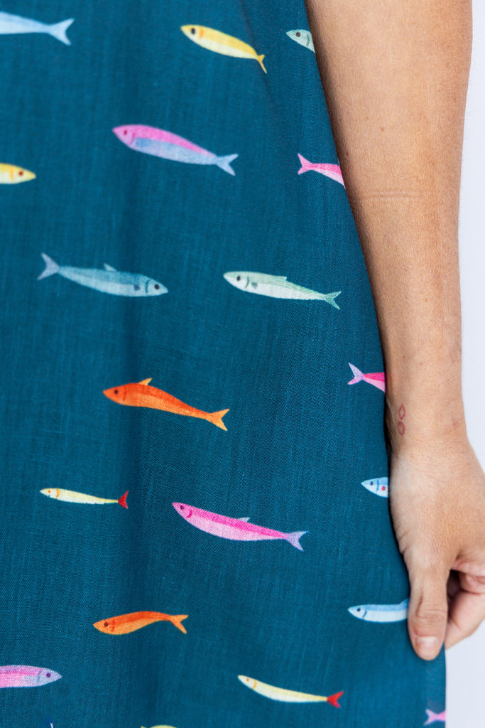 Gulf Coast Midi Dress - DK Teal Multi