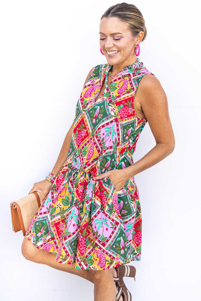 Rustic Rio Dress - Olive - Multi