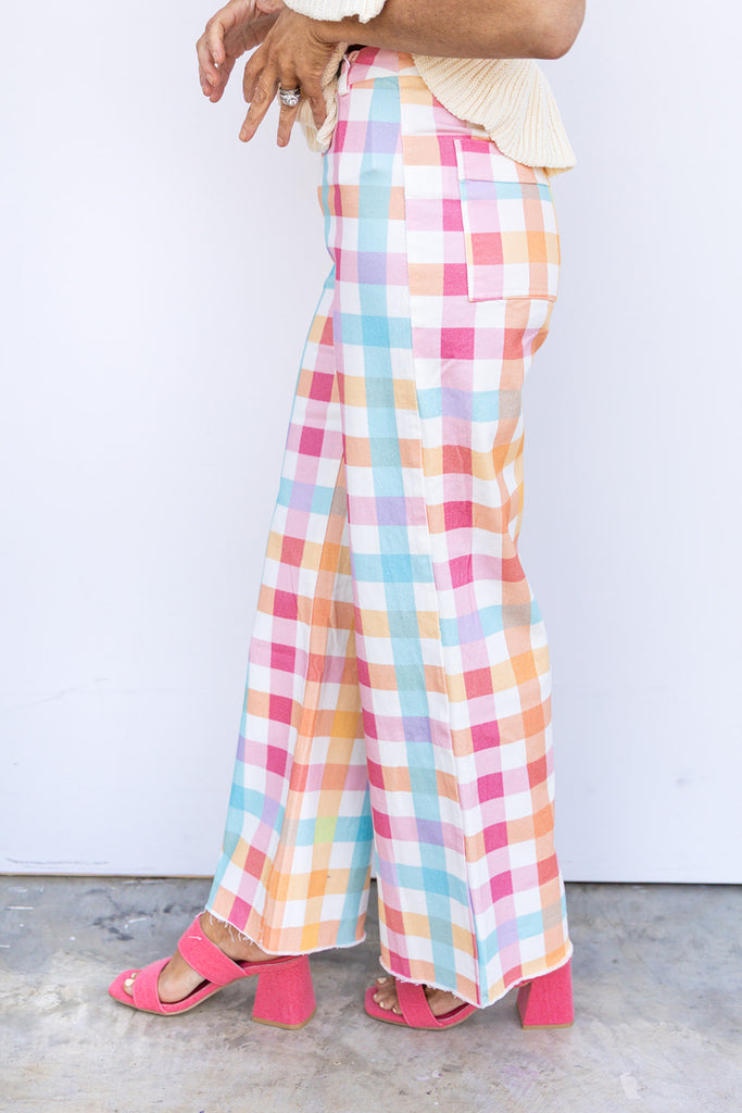 Gingham Girly Pants - Pastel Multi