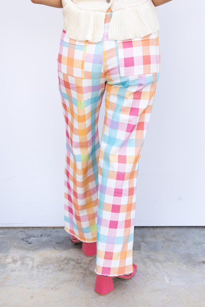 Gingham Girly Pants - Pastel Multi