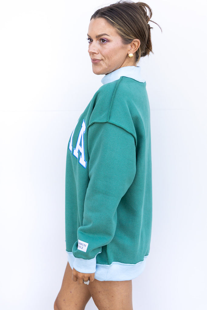 MAMA two tone Mock Neck Sweatshirt