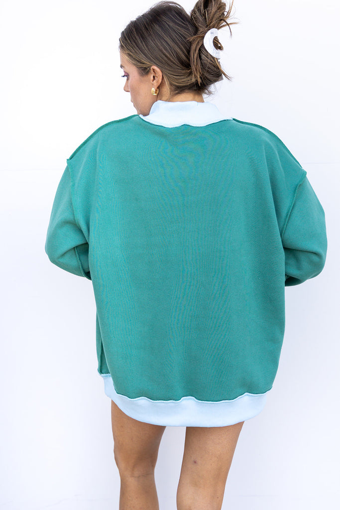 MAMA two tone Mock Neck Sweatshirt