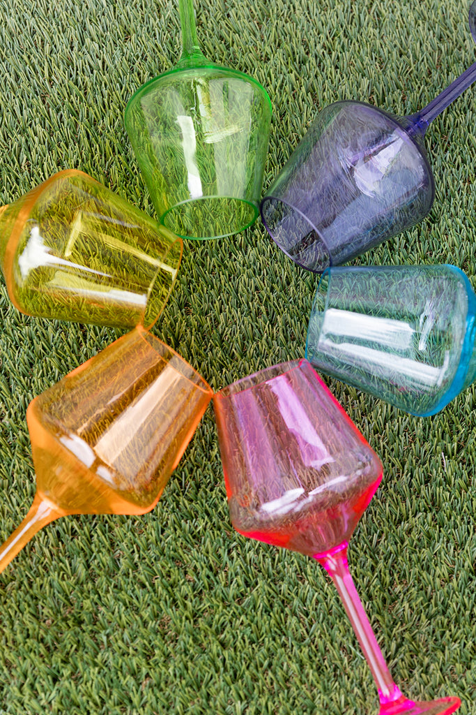 Stemmed Acrylic Wine Glasses - Set of 6