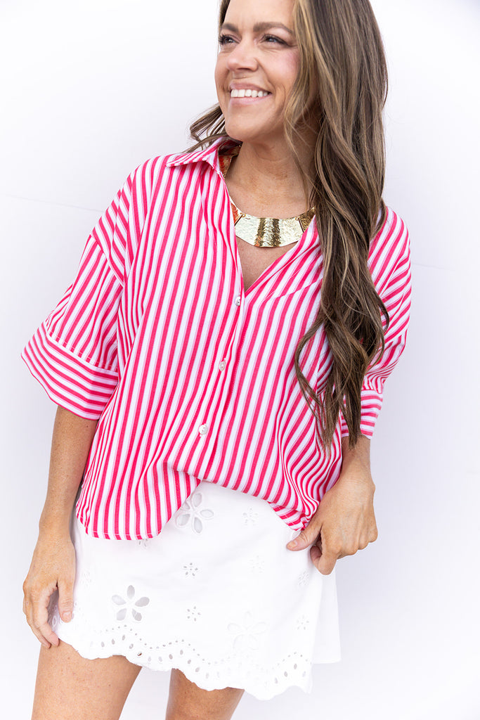 Watching Airplanes Blouse - Red