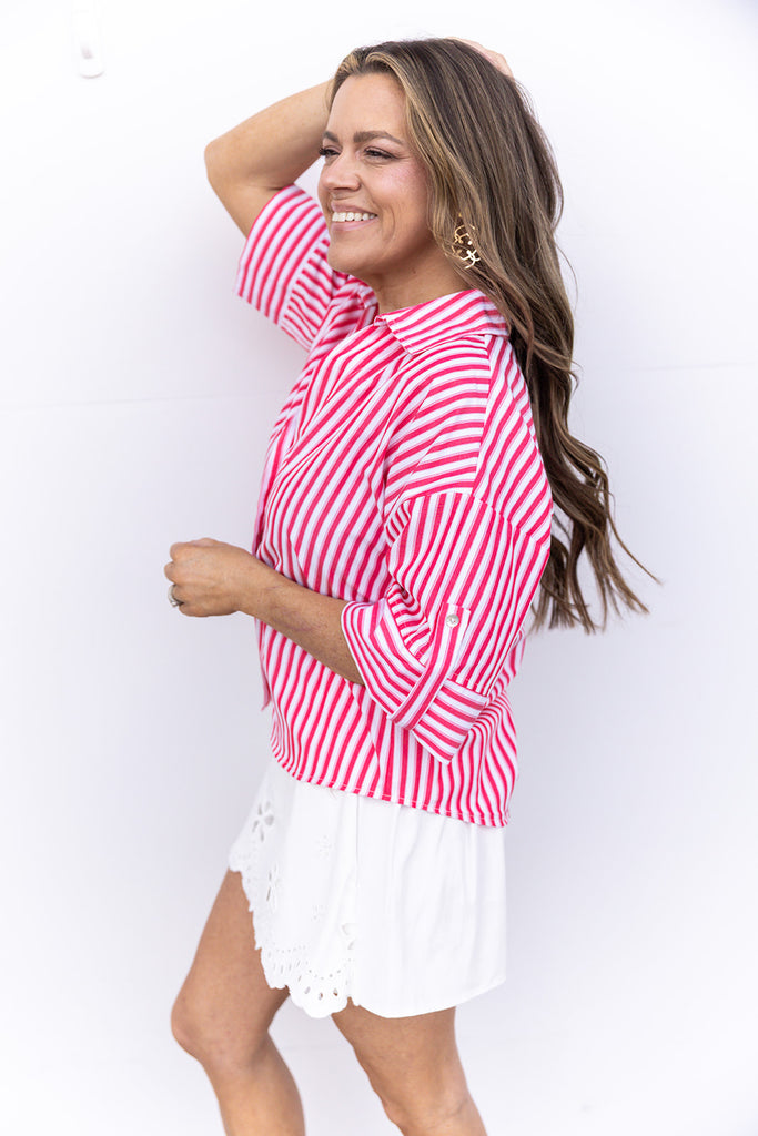 Watching Airplanes Blouse - Red