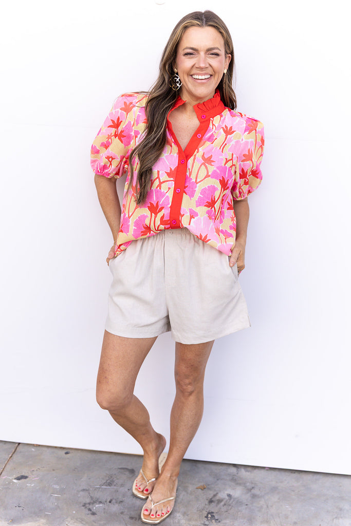 Why Don't You Stay Blouse - Pink Combo