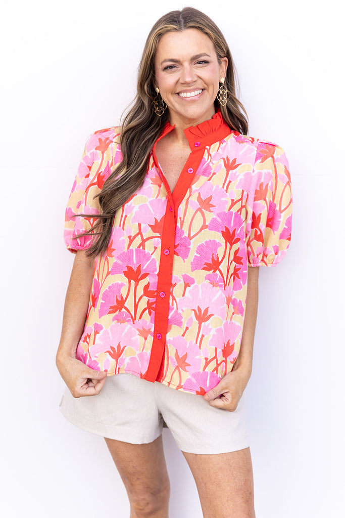 Why Don't You Stay Blouse - Pink Combo