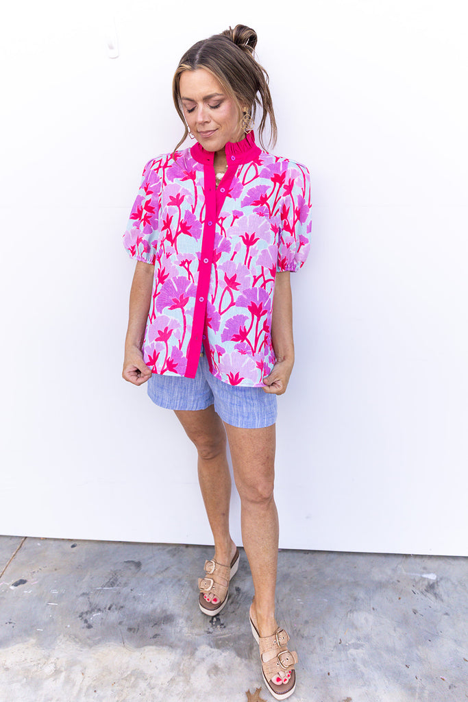 Why Don't You Stay Blouse - Lavender Combo